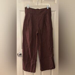 NWOT Abercrombie Linen Cotton Blend Wide Leg Pants, Brown, M